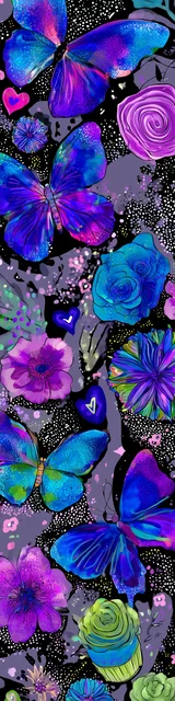 Free colorful bookmark with bright blue butterflies together